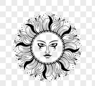 个性创意黑白太阳纹身图片