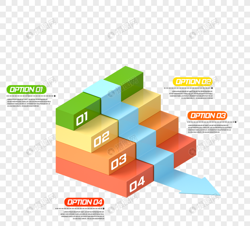 3d立体楼梯商业信息图概念图片