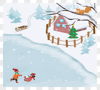 可爱动画片风冬天圣诞节滑冰例证图片