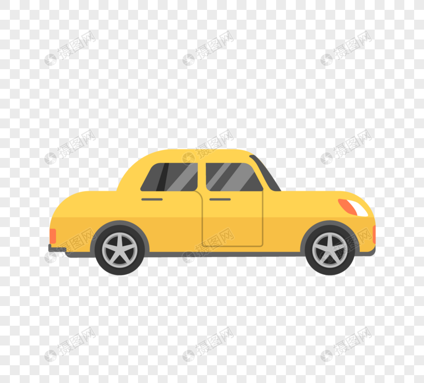 黄色矢量卡通车图片