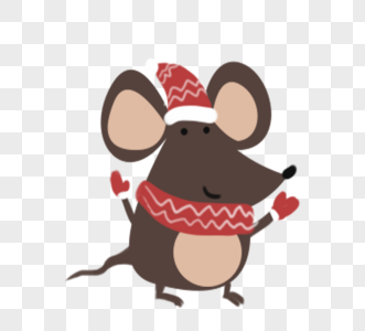 冬季卡通小动物老鼠元素图片