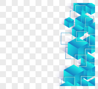 蓝色科技质感抽象立方体方块边框高清图片
