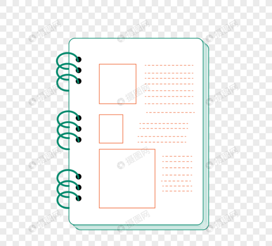 绿色笔记本简约元素图片