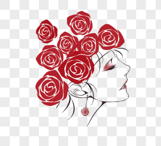 红玫瑰头像女性元素高清图片