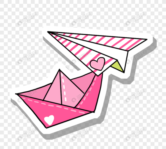 粉色折纸飞机和纸船图片