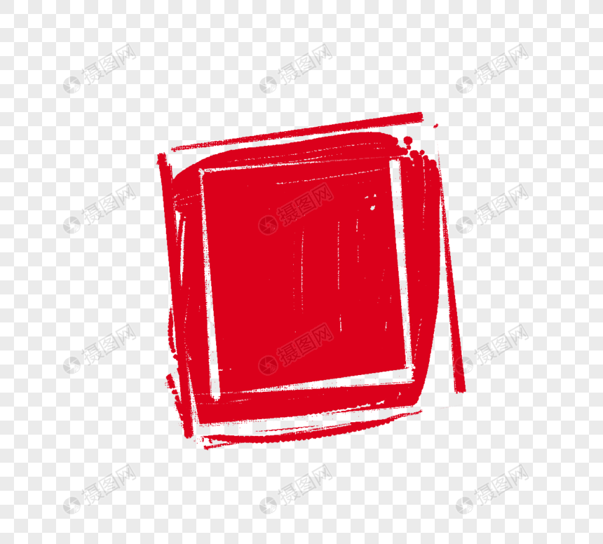 日本红色方形封闭印章元素图片