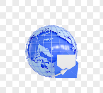 3d立体蓝色地球通信图标图片