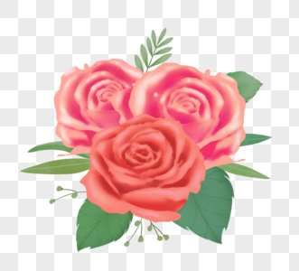 粉色英文手绘创意玫瑰元素图片