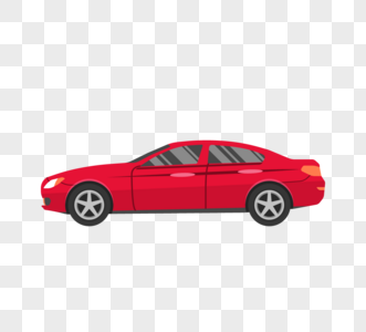 红色扁平化汽车轿车图片