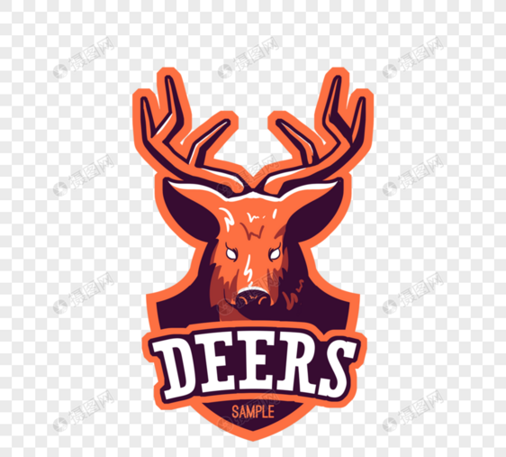 橘色鹿头俱乐部logo设计图片