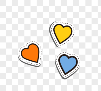 红色贴纸情人节手绘爱心贴纸素材