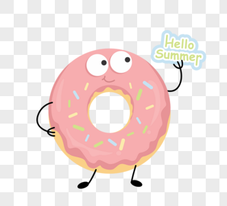 卡通粉色甜甜圈小人物图片