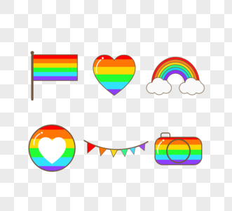 骄傲节彩虹复合图标元素图片
