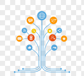 扁平风格社交树状图高清图片