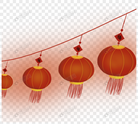 红色中国风灯笼元素设计图片