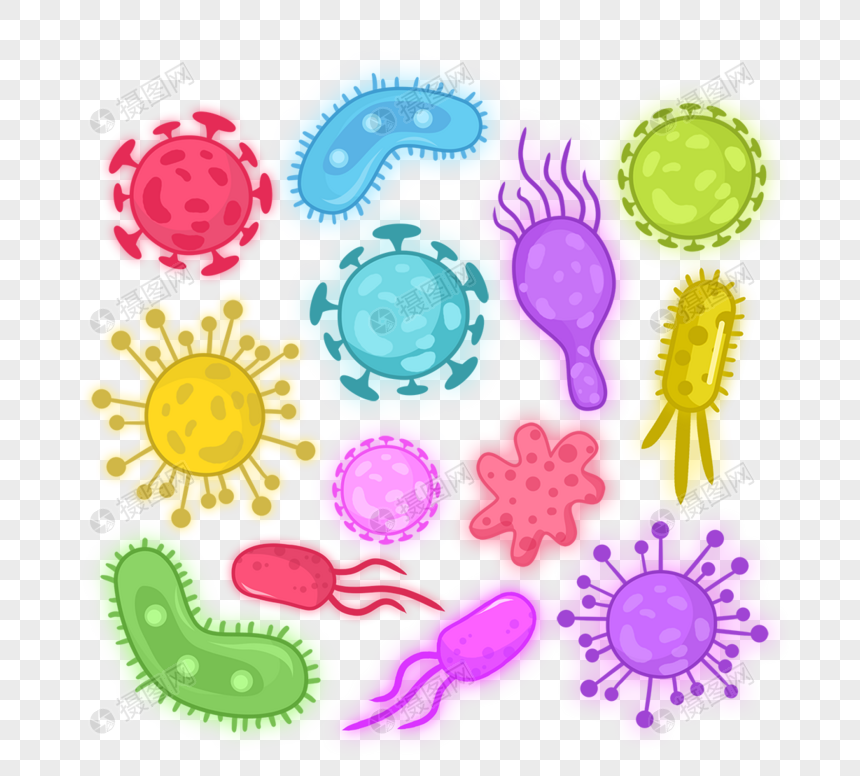 手绘病毒细菌微生物图像图片