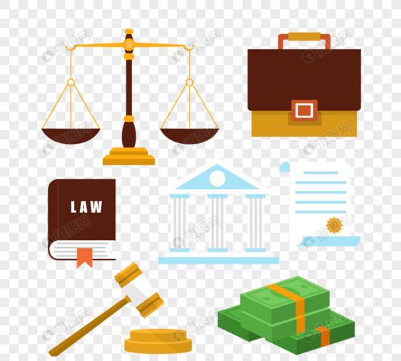 手绘宪法法律law元素图片
