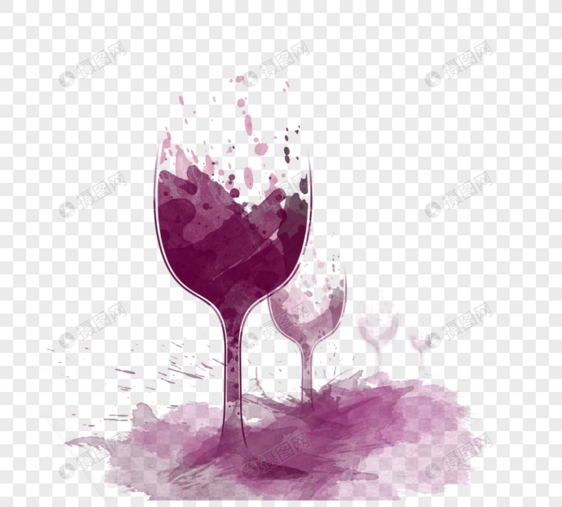 红酒杯创意水彩笔刷元素图片