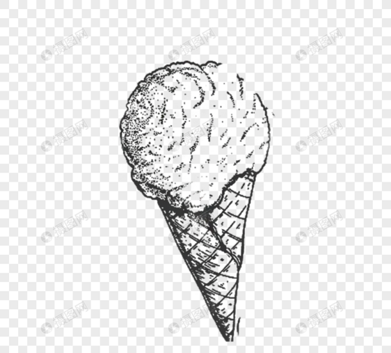 黑色手绘冰淇淋雪糕冷饮图片