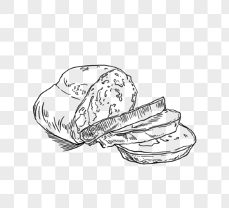 黑色手绘面包和切好面包高清图片