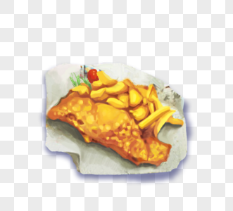 英国炸鱼薯条特色食物手绘元素图片