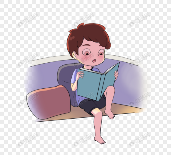 卡通儿童阅读阅读可爱手绘插图水彩图片