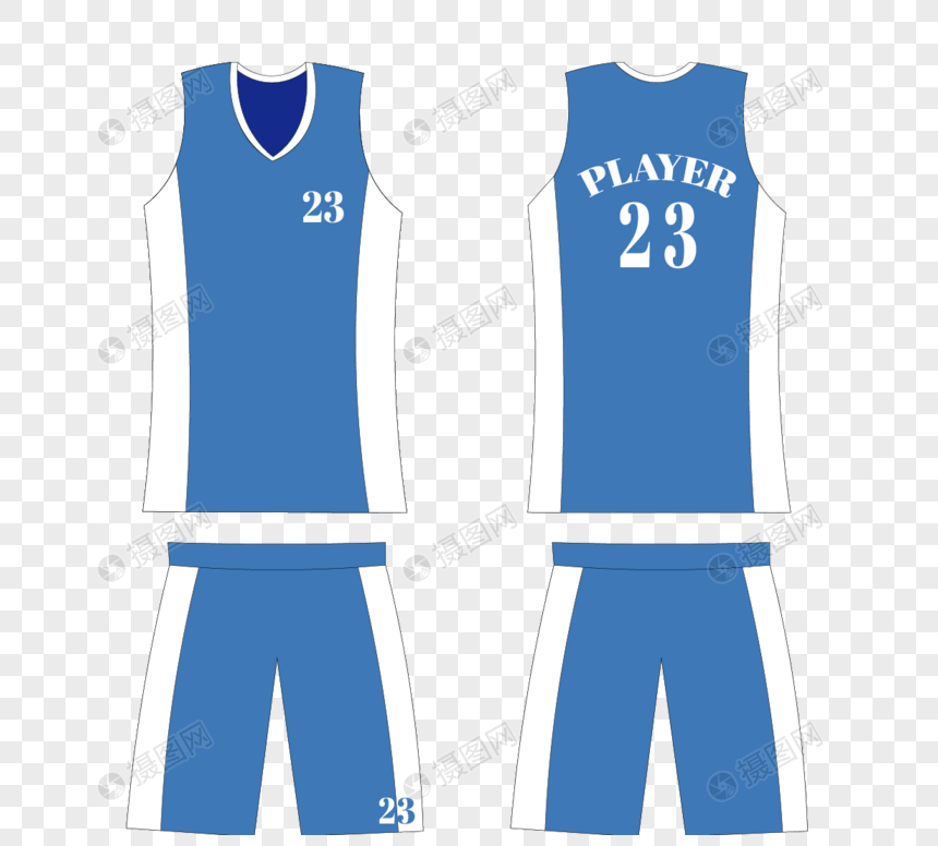 蓝色23号运动员篮球服图片
