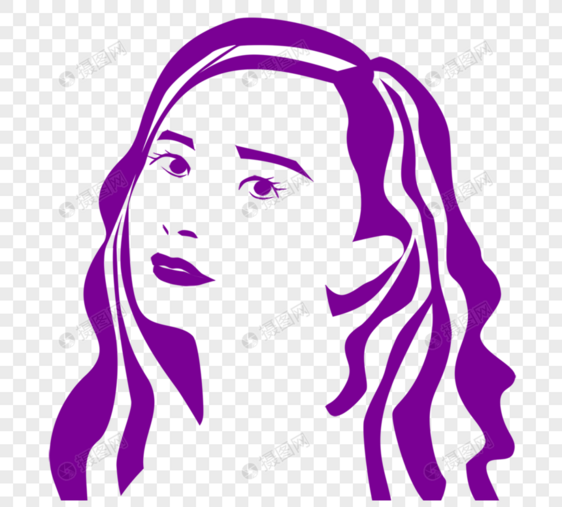 紫色卷长发唯美漂亮美容美发女人侧脸图片
