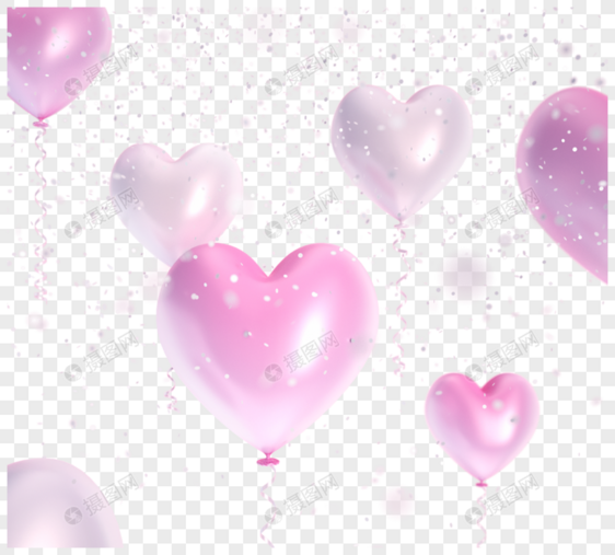 粉色渐变爱心气球图片