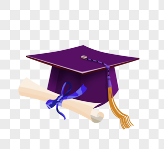 三维紫色学位证书毕业帽图片