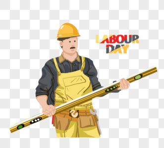 黄色装修工劳动节人物设计图片