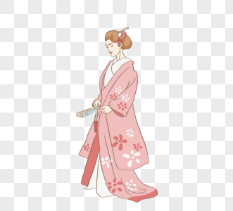 粉色日本和服人物图片