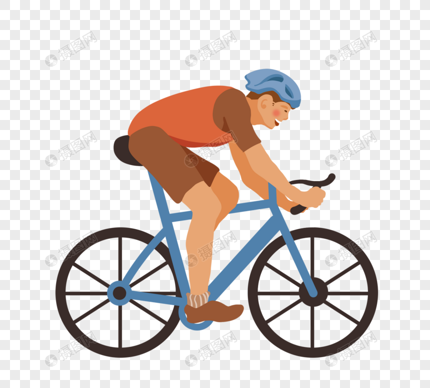 手绘男子骑自行车图片