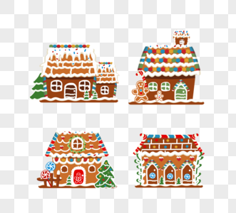 可爱风格手绘圣诞姜饼屋图片