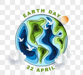 四月地球日环保剪纸图片