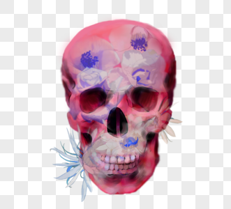 头骨骷髅花卉手元素高清图片