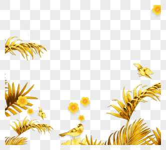 金色复合植物边框元素高清图片