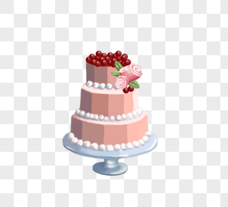 粉色多层婚礼蛋糕手绘图片