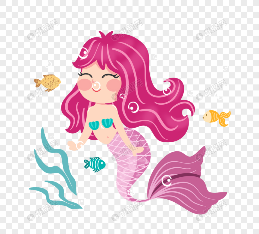 手绘卡通美人鱼泡泡
