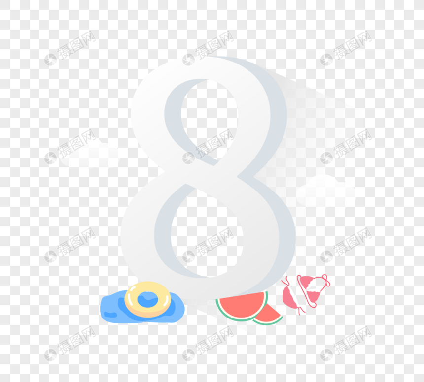 矢量平面创意日历8月数字元素素材下载 正版素材 摄图网
