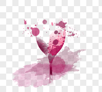高脚杯创意红酒水彩元素图片