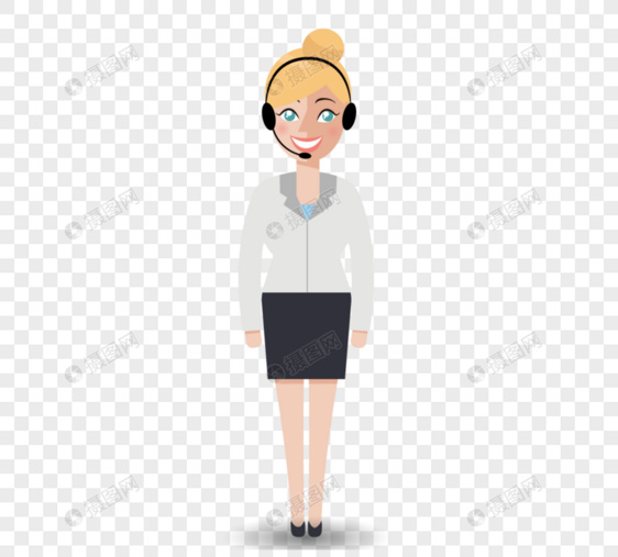 白色西裙电话接线员女士职业人物形象图片