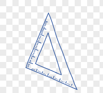 psd矢量手绘蓝色线型直角三角尺图片