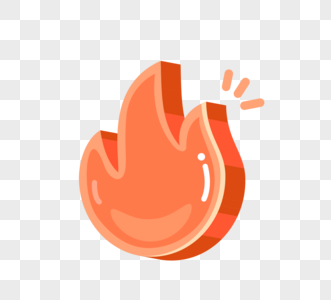 橙色卡通火焰立体火焰按钮高清图片