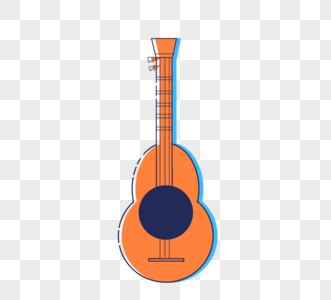 橘色卡通吉他MBE风格元素图片