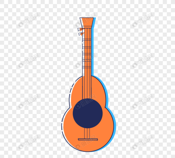 橘色卡通吉他MBE风格元素图片
