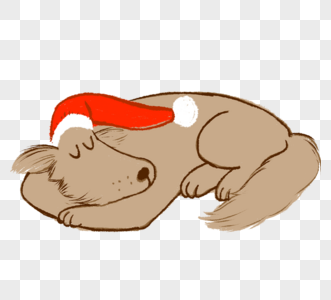 卡通圣诞节带着圣诞帽子狗狗图片