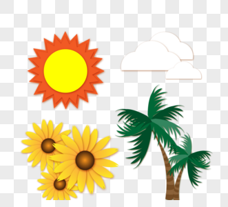 夏日太阳向日葵椰子树图片