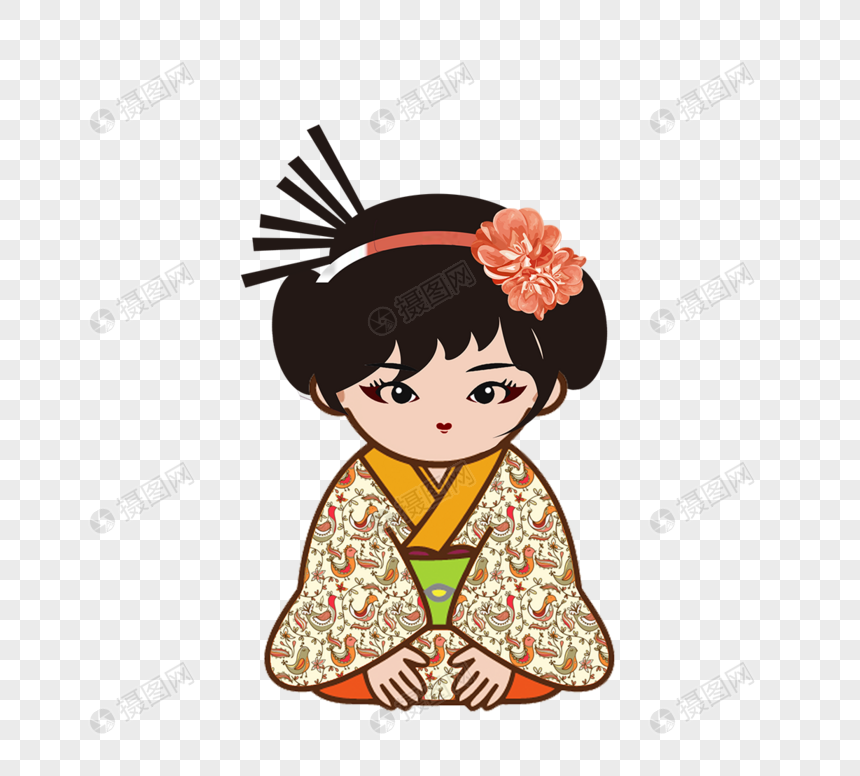 日式坐姿女性传统服饰和服卡通人物元素素材下载 正版素材 摄图网 日式坐姿女性传统服饰和服卡通人物元素素材下载 正版素材 摄图网