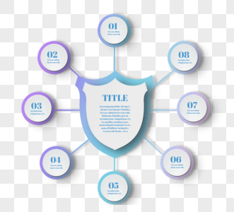 渐变几何盾牌循环信息图高清图片